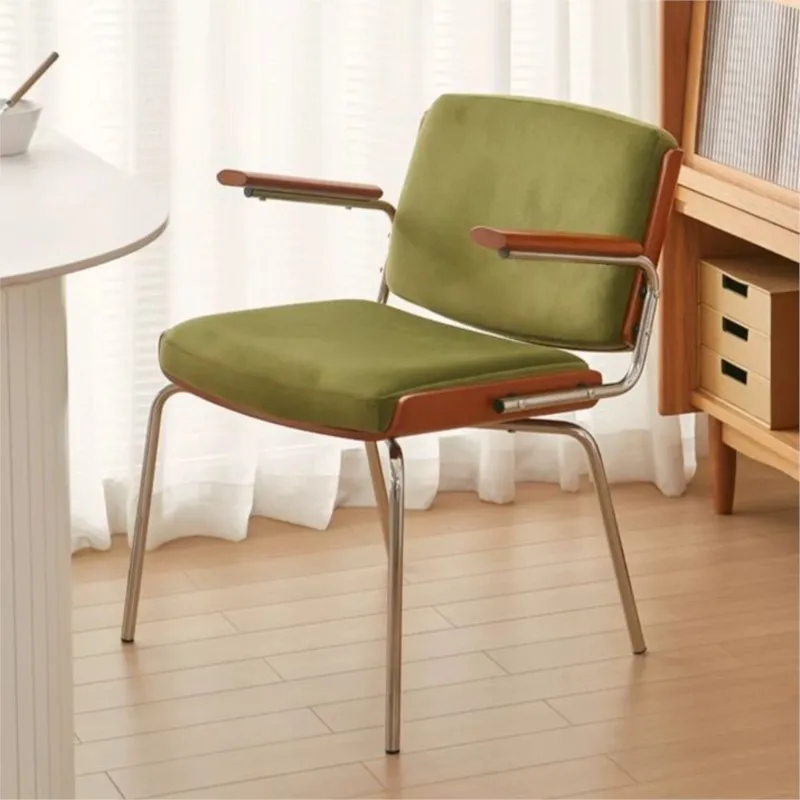 Retro Wabi Sabi Chiffon Dining Chair Home Bedroom With Armrest Makeup Chair Simple Comfortable Study Office Study Chair New 2024