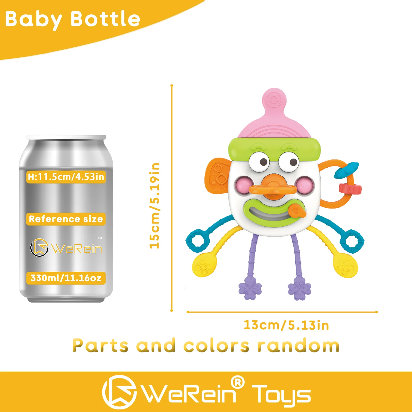 Jouet extractible en forme de bouteille mignon pour nourrissons et tout-petits, conception de biberon, jouet de dessin éducatif