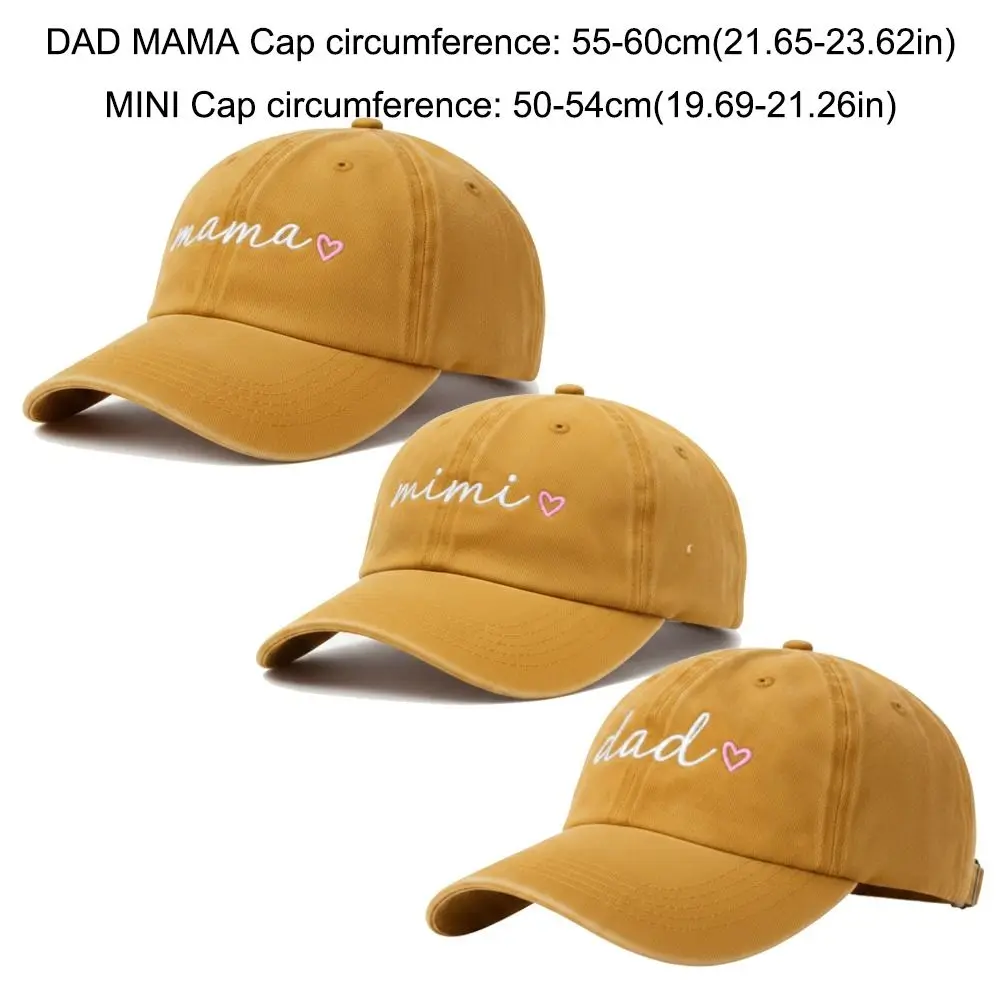 Gewaschene Baumwoll-Baseballkappen mit Aufschrift „Dad Mama Mini Love“, verstellbare Vintage-Baseballmützen für Eltern, Unisex, atmungsaktive Baseballkappen mit Stickerei, Geschenke – Detail 1