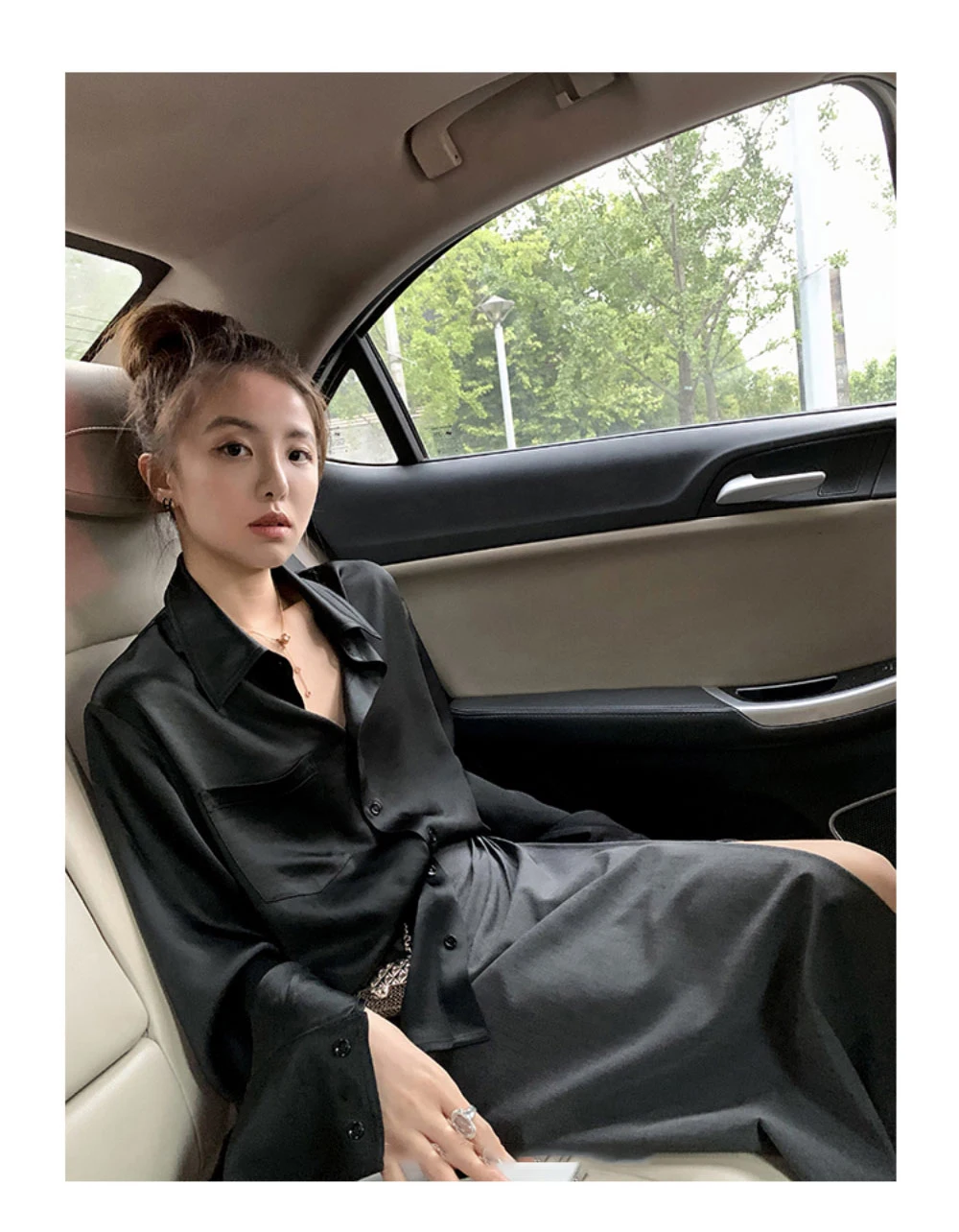 

Women's Silk Shirt Thin Casual Turn-down Collar Long Sleeve Shirt Satin Sunscreen Top Single Breasted Silky Smooth Blouse