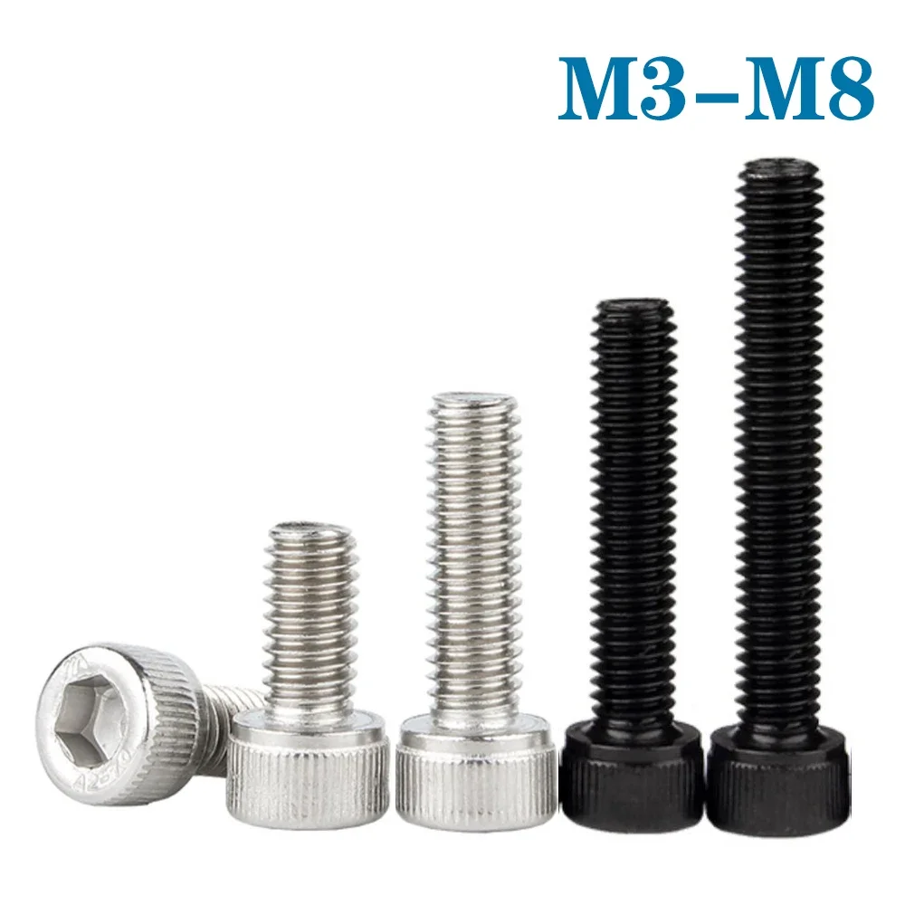 10pcs M3 M4 M5 M6 M8 304 Stainless Steel Black Grade 12.9 Steel Hexagon Allen Screw Hex Socket Head Cap Bolt Screw L=5-150mm