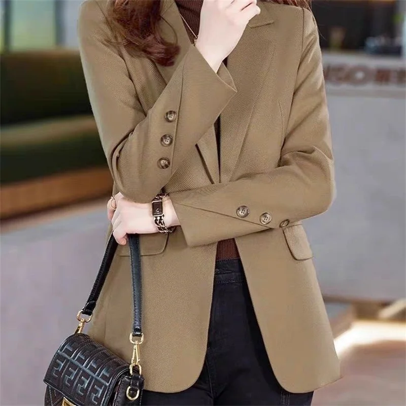 Temperament Suit Jacket For Women In Spring 2024, New High-end Small Casual Black Slim Fit Temperament Small Suit Top Lady Coat