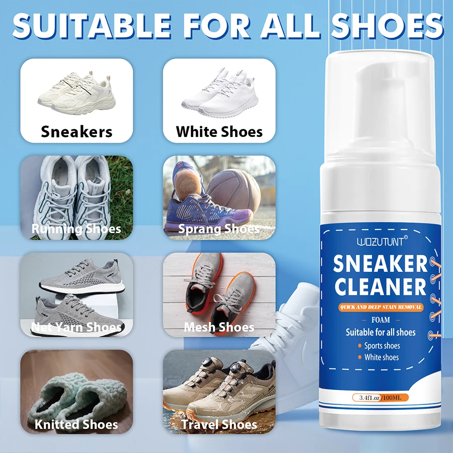 Limpador de tênis sapato branco sapatos de couro descontaminação clareamento espuma mousse sapato sujeira e manchas amarelas produtos de cuidados de limpeza