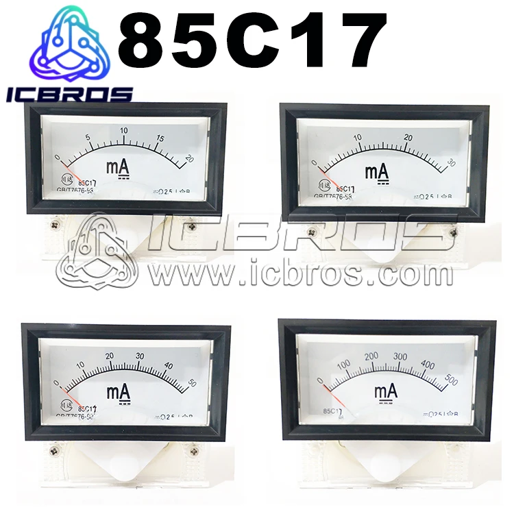 85C17 Pointer Type DC Ammeter With Black Frame On The Meter Head 85C17-mA 20mA 30mA 50mA 100mA