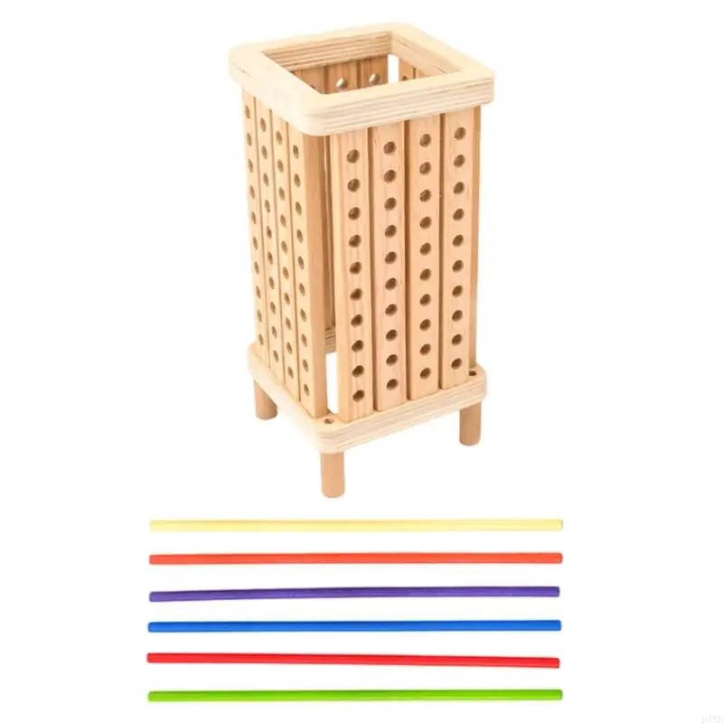 D7YD Educational Hexagon Stapelblöcke Holz farbenfrohes Spielzeug für Kinder Vorschulalter, um Farbenformen und Stabilität zu