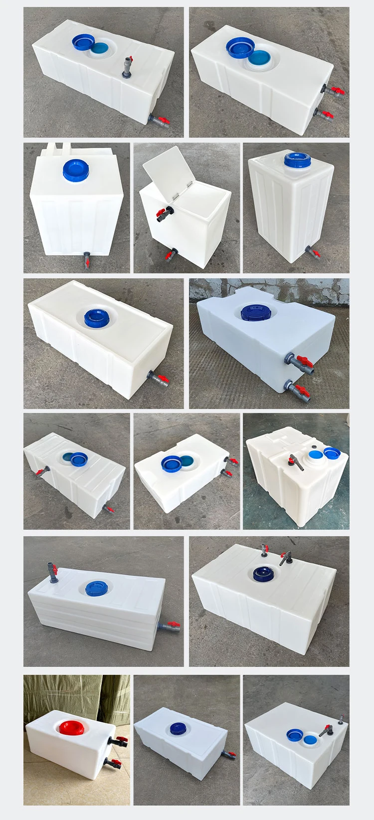 Direkt ab Werk horizontaler quadratischer Kunststoff-Wassertank 30L 50L 80L 100L