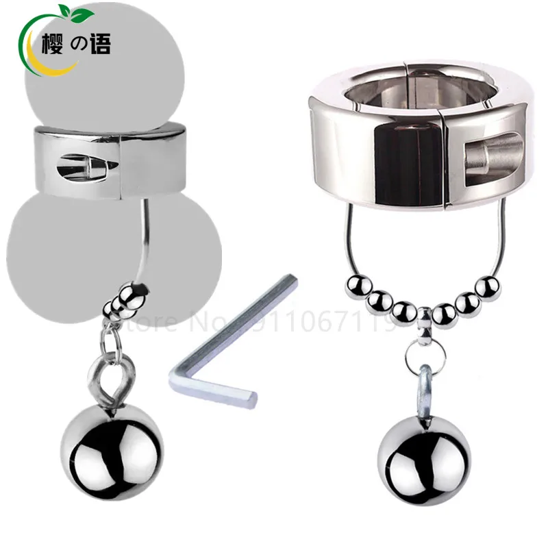 Heavy Dute Metal Ball Pendant Cock Ring Penis Heavy Stretcher Penis Erection Enlarger Extender Weight Stretcher Sex Toys For Men