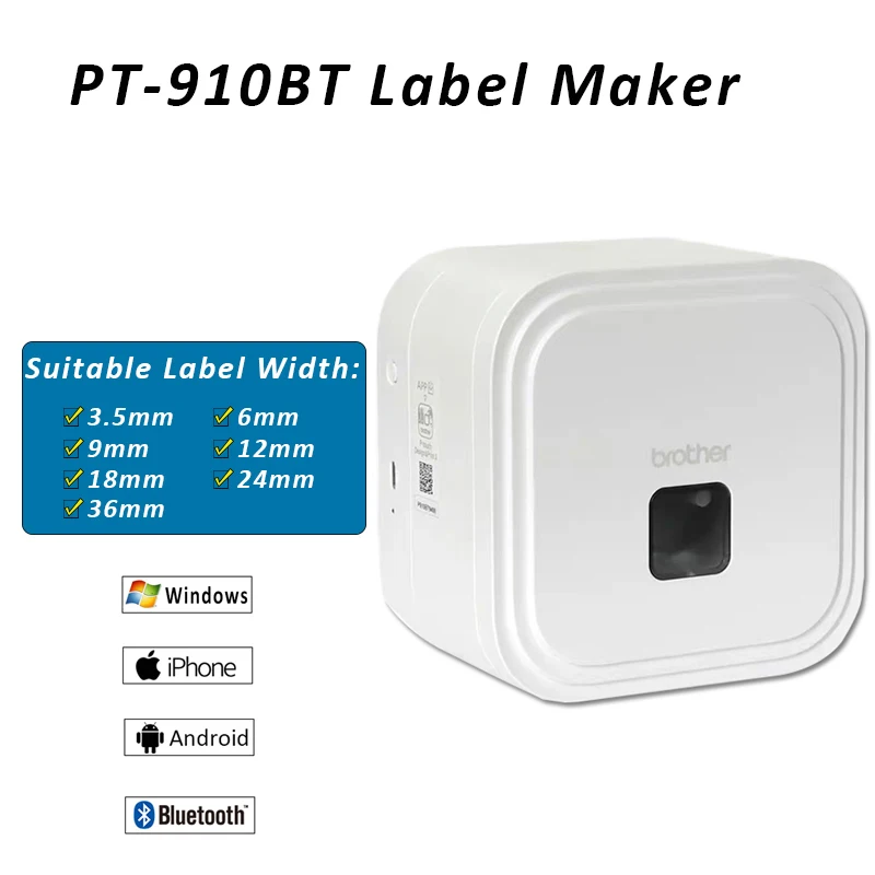 Imagem -04 - Brother P-touch Cube Label Printer Pt-p300bt Pt710bt Pt-910bt Bluetooth para Tze 12 18 24 36 mm