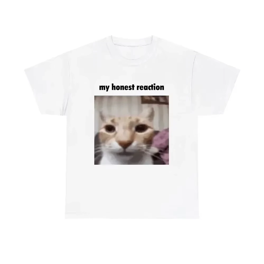 My Honest Reaction T-shirts Funny Cat Printed T-Shirts Women Casual Short Sleeve Tees Woman's Joke Humor Summer Clothing