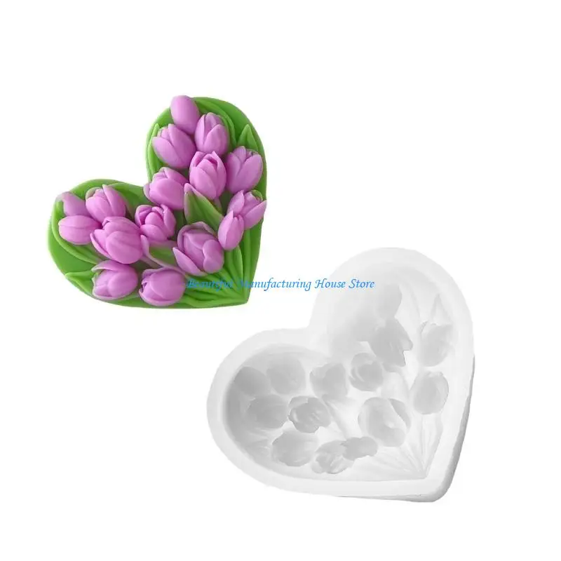 

E56A Creative Tulips Designs Sturdy Silicone Mould for Elegant Holder Making