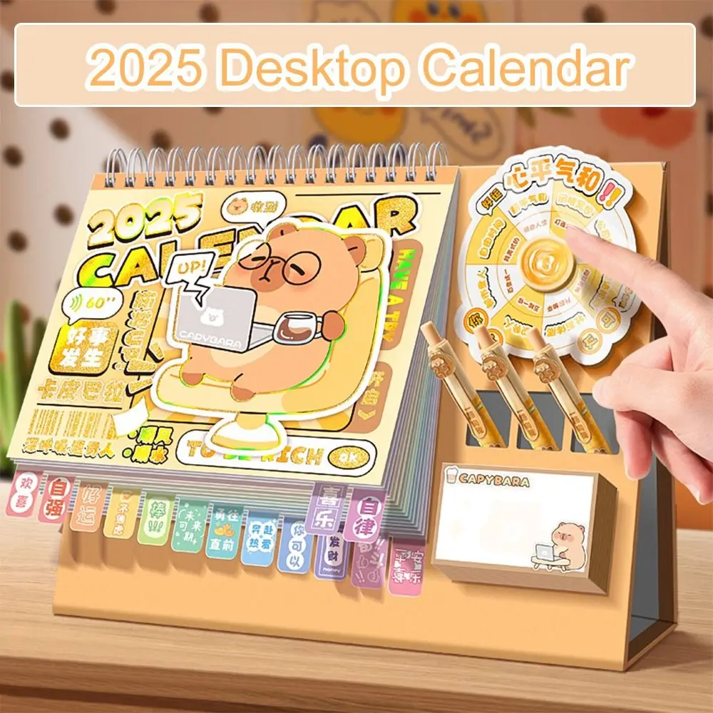 Cartoon Funny Capybara 2025 Calendar Cute To Do List Wheel Desktop Calendar Date Schedule Agenda Organizer Planner Decor