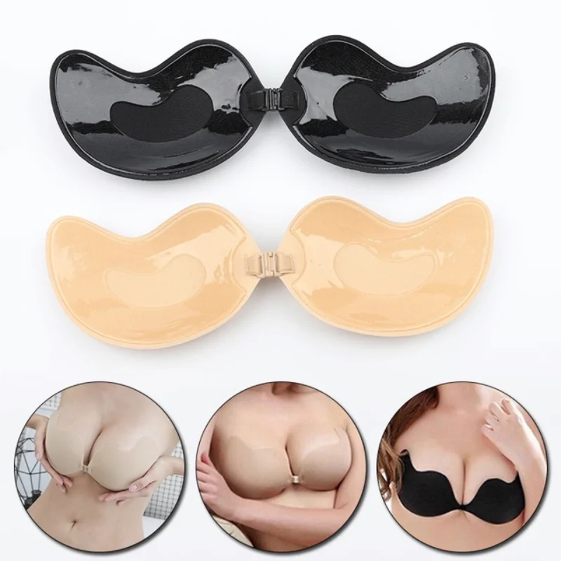 Women Invisible Strapless Self Adhesive Bras Strapless Push Up Bra Sexy Backless Lingerie Seamless Silicone Bralettes Underwear