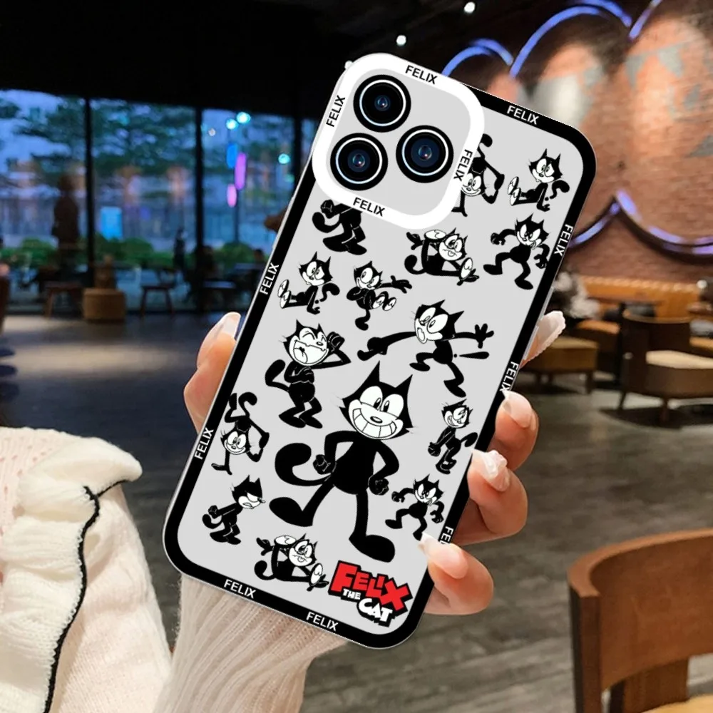 Cartoon Cute F-Felix the C-Cats Phone Case For iPhone 11 12 Mini 13 14 Pro Max Transparent Shell