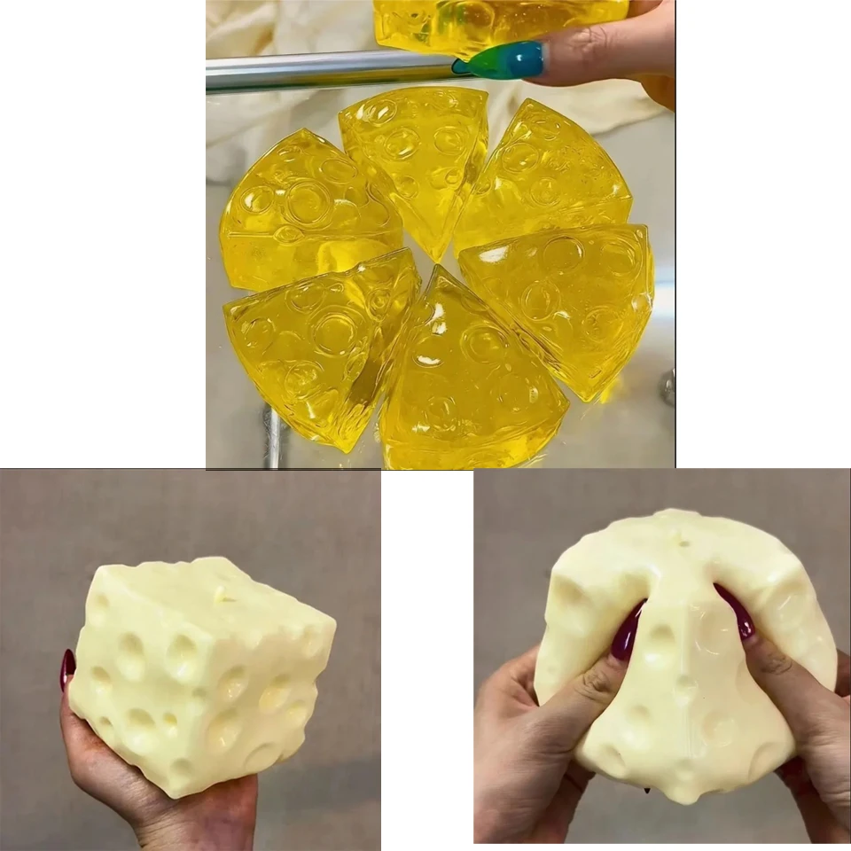 Jumbo Käse-Würfel Stressball Großer Formbarer Käse-Quetschball Honigkäse Nicht-Springender Fidget-Spielzeug ASMR Sensorisches Anti-Stress-Spielzeug