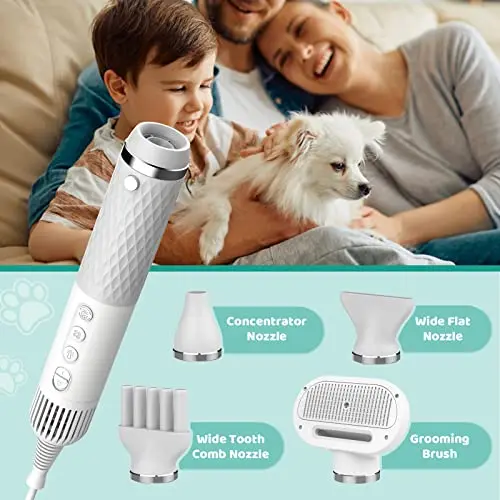 Dog Hair Dryer 5 in 1 Portable Handheld Dog Blow Dryer with Brush for Pet Washing Hair Dryer dog Grooming Equipment