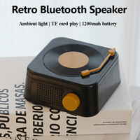 Portable Vintage Bluetooth Speaker Hifi Sound Music Box with Colorful Ambient Light Wireless Music Player Support TF Card AUX