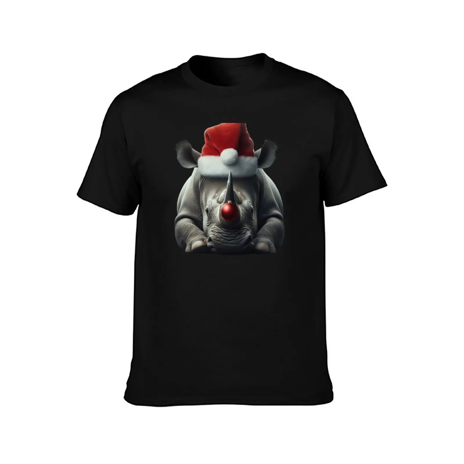 christmas rhino T-Shirt t shirts for man graphic funny t shirts designer cotton tshirt 100% T-Shirt