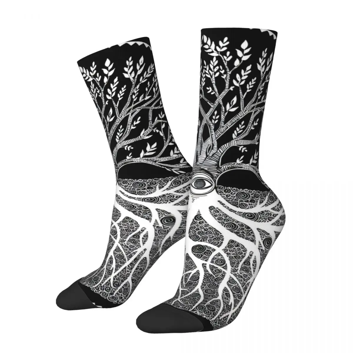 Happy Retro Druid Baum des Lebens verrückte Herren Socken Unisex Vintage Mandala Street Style Muster gedruckt Neuheit Crew Socken Jungen Geschenk