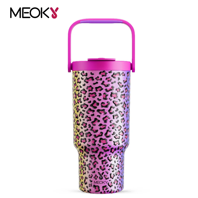 

Meoky 40oz Cup with Handle Stainless Steel Thermos Water Bottle Portable Juice Water Cup Durable Travel Cup Iced Travel Car Mug