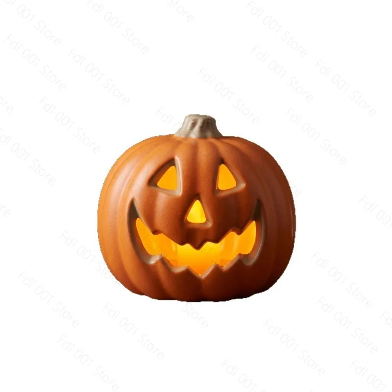 2pcs Halloween Pumpkin Light LED Jack O Lantern Lamp with Button Battery Indoor Tabletop Holiday Party Decoration