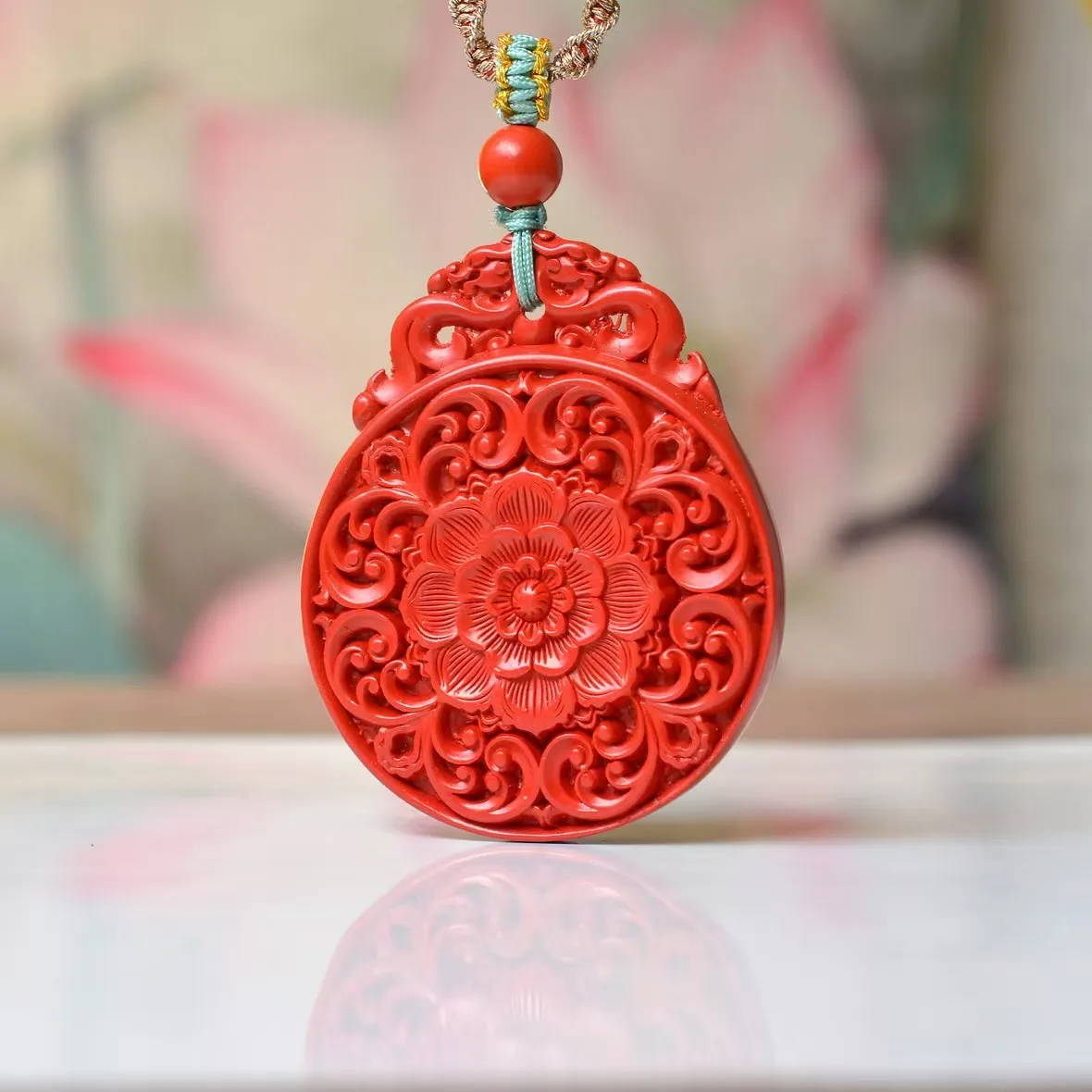 

Six-character Mantra Pendant Premium Cinnabar Necklace Chinese Jewelry For Men's and Women's Birthday Gift Amulet Charm