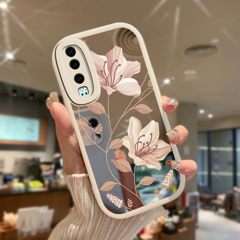 For Huawei P30 Lite Case Shockproof Soft Silicone Flower Print Phone Case For Huawei Mate 20 Pro P20 P20 P40 Lite Mirror Funda
