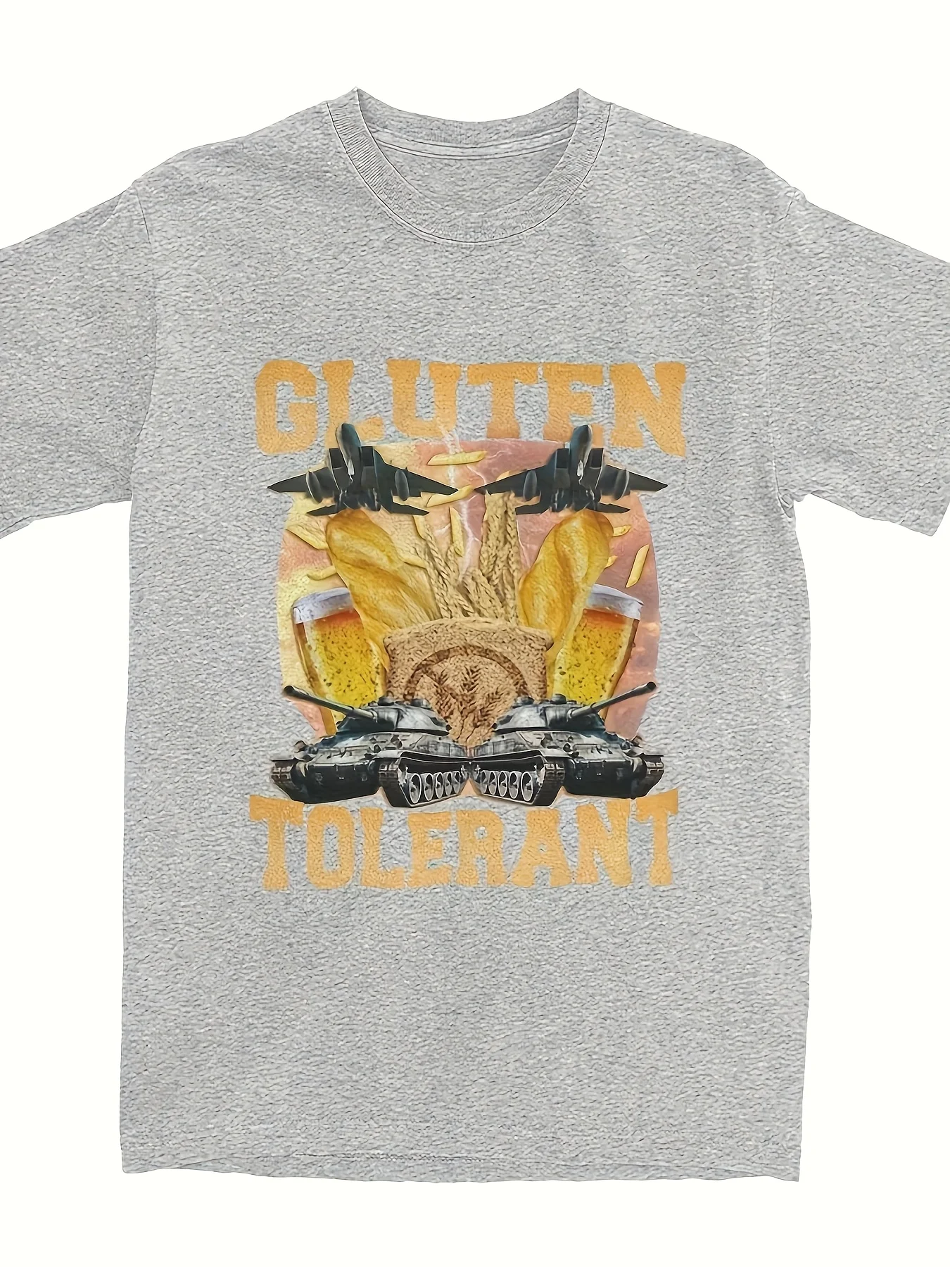 Creative Gluten Tolerant Funny Printed Men'S Summer Round Neck Short Sleeved T-Shirt Breathable