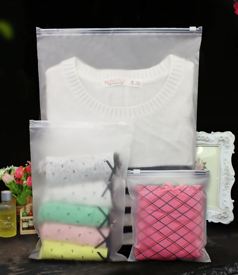 

50PCS 20Wire Frosted Garment Zipper Packaging Bags, Reusable Garment Storage Pouches for Clothes, Travel, Toys DIY T-shirt