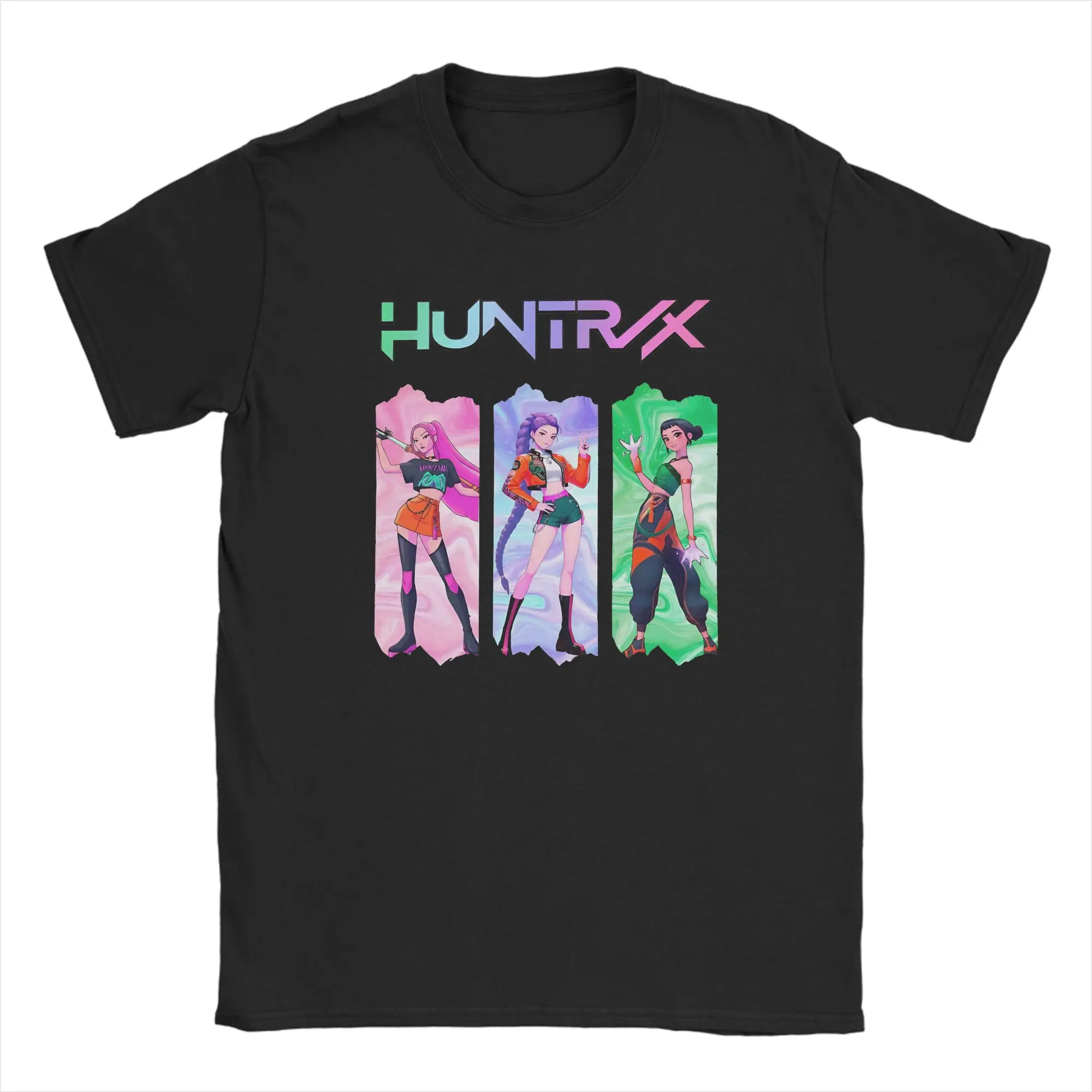 

Huntrix Demon Hunters Poster T-Shirt for Men Casual Cotton Tee Shirt Crewneck Short Sleeve T Shirt Graphic Printed Clothing