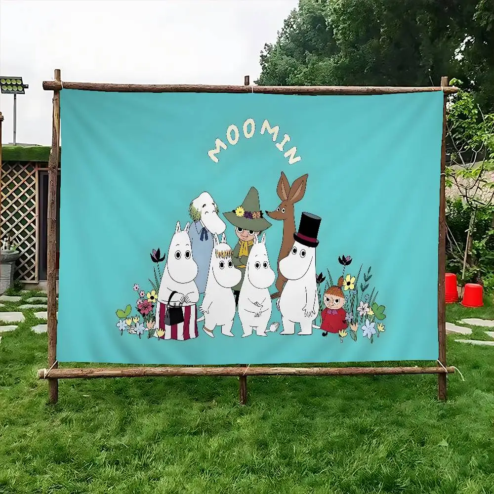 M-Moomin Dreamy-Whimsical Large Size Flags Printing Patterns Interesting Birthday Party Decorations Banner