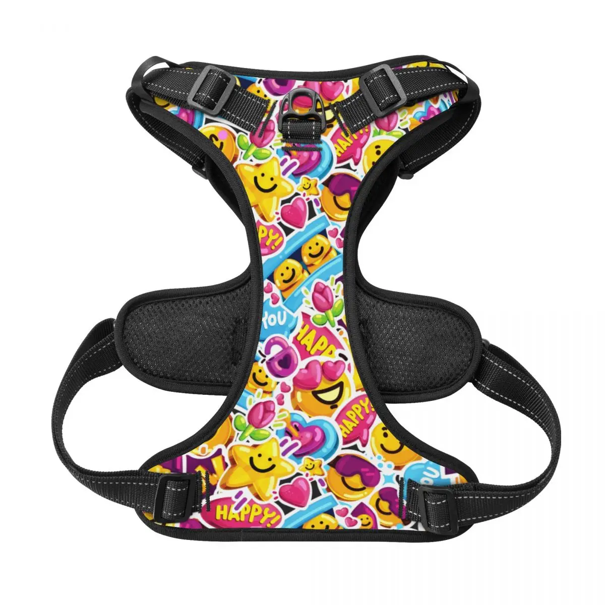 Dog Harness Smiley Faces Sticker Reflective Harness Vest for Walking Training for Small Medium BIG Pet
