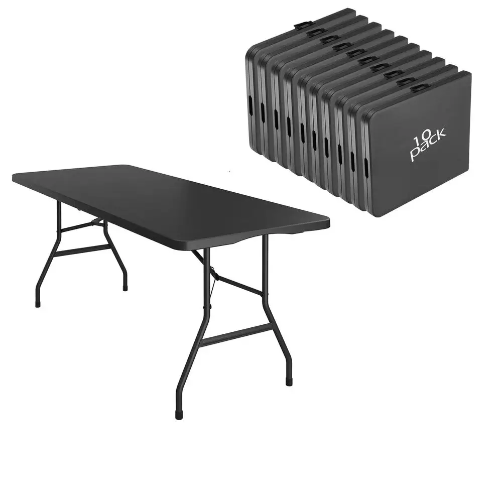 

Pack of 6 Foot Foldable Table with Built in Handle amp Steel Legs ,Heavy Duty Portable ,Perfect for Party, Dining, Wedding, Eve