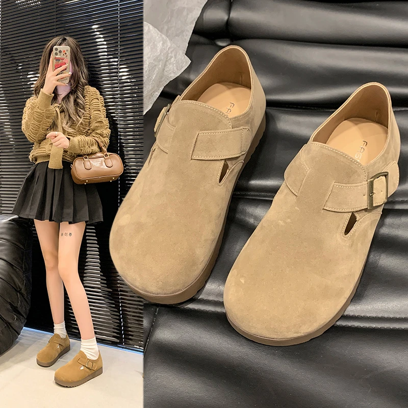 

Slip On Shoes For Women Clogs Platform Female Footwear All-Match Soft Loafers With Fur Autumn Modis Slip-on Creepers Dress Comfo