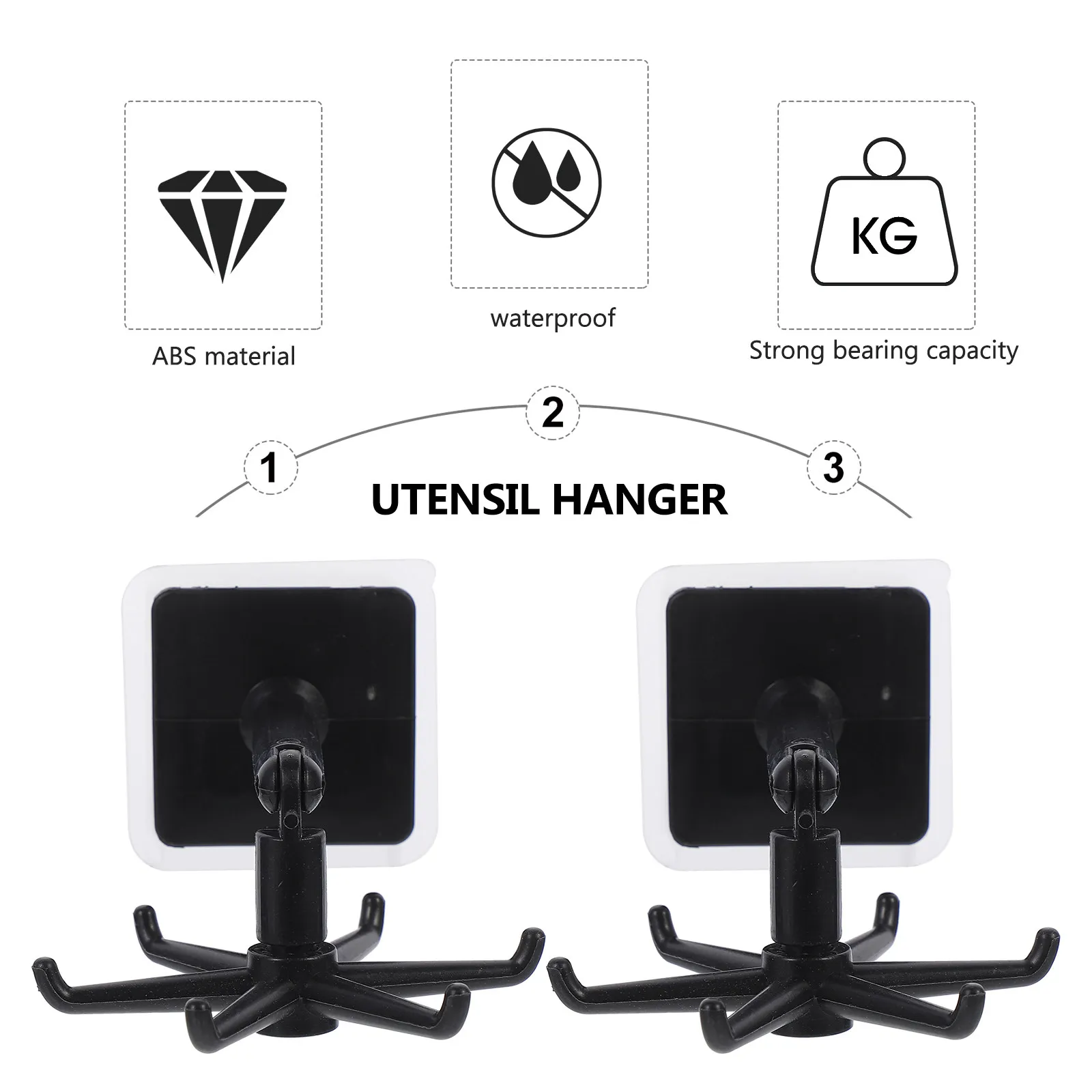 4Pcs Space Saving Rotating Utensil Hanger Wall Mount Kitchen Utensil Holder for Spatulas Spoons Soup Ladles Cooking Tools