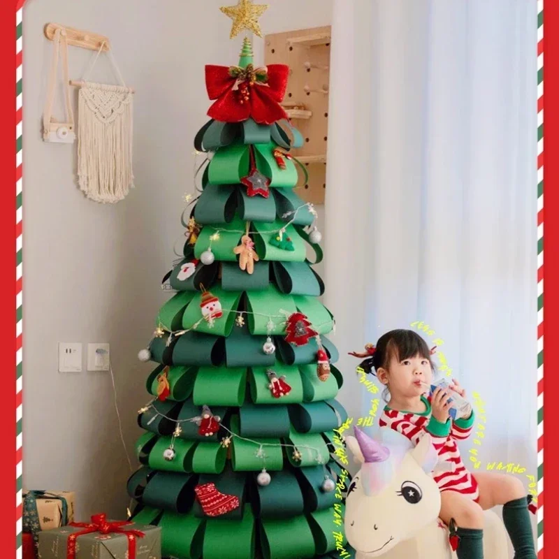 Cardboard Christmas tree diy material package Christmas decoration hand-cut homemade floor decoration 2025 New Year decoration