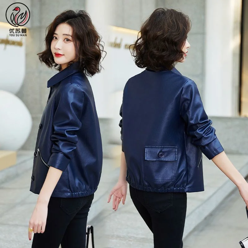 2025 Giacca in pelle da donna Primavera Autunno Moda Nuova tasca con cerniera allentata Capispalla monopetto Cappotto corto in pelle