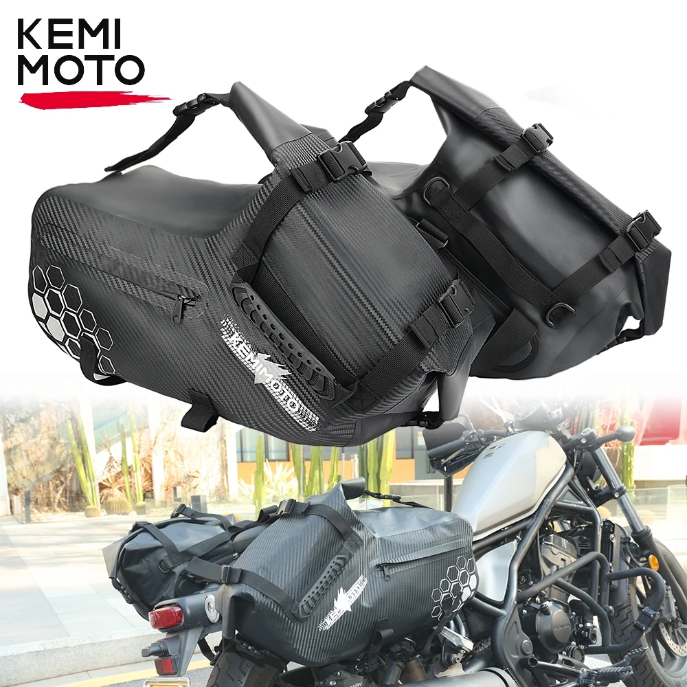 KEMiMOTO กระเป๋ารถจักรยานยนต์ 28L กันน้ํากระเป๋าเดินทาง Saddlebags สําหรับรถจักรยานยนต์ Pannier กระเป๋าด้านข้าง Universal สําหรับ Yamaha สําหรับ