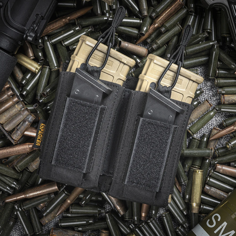 Tactical Magazine Pouch Double Open Top Triple Magazine Pouch Airsoft Pistol Mag Pouches For AK M4 M14 M16 Elastic Gun Mag Pouch