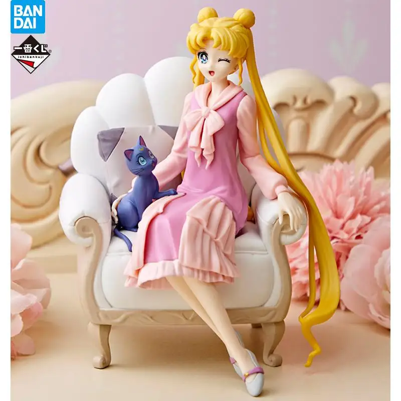 Original Ichiban Kuji Sailor Moon Cosmos Usagi Luna Figure Last One Antique Style Anime Action Figurine Model Toy for Girls Gift