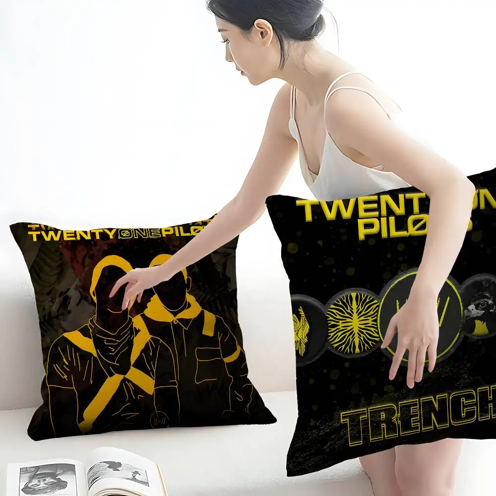 Pop Band T-Twenty One Pilots Decorative Room Aesthetics Pillow Case Home Decor Bedroom Sofa Bed Couch Pillow Cover 45x45