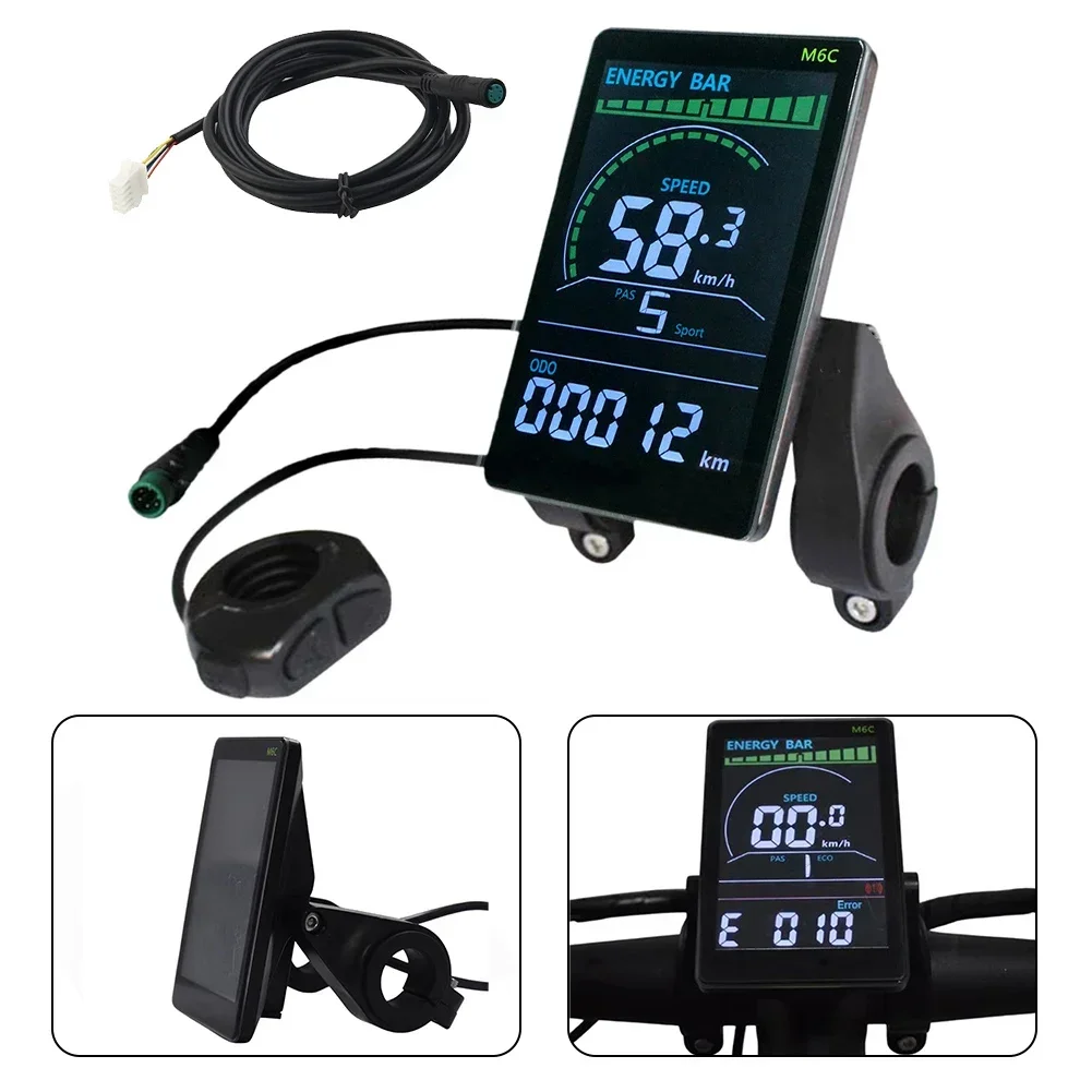 1pcs ELectric Bike Scooter Large Colorful Screen TFT Display M6C ABS 5pin Waterproof Connector 3.6 Inch TFT LCD Accessories