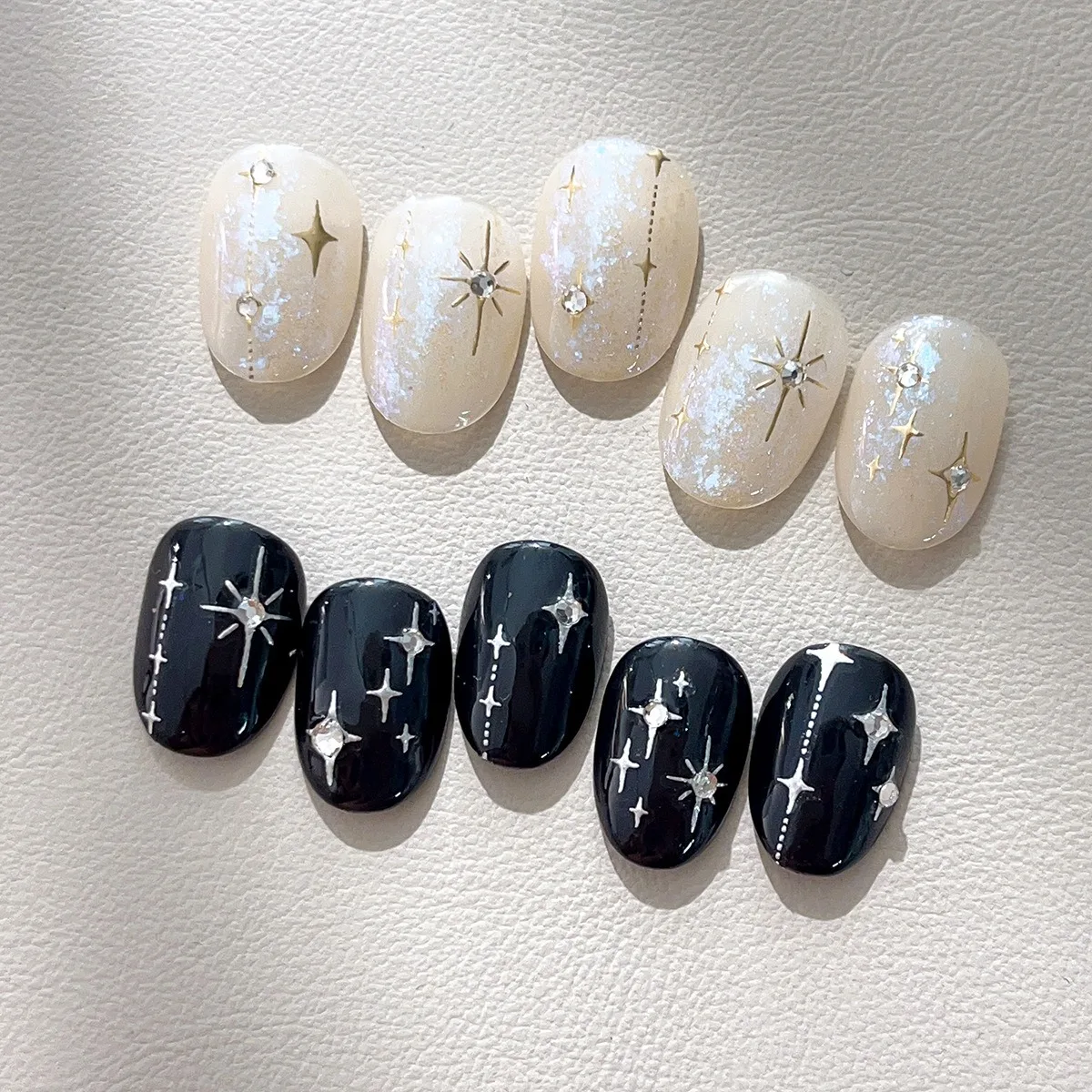 1 set  Silver Foil Starburst Embossed Nail Stickers Simple Versatile Star Self Adhesive DIY Popular Nail Art Decor