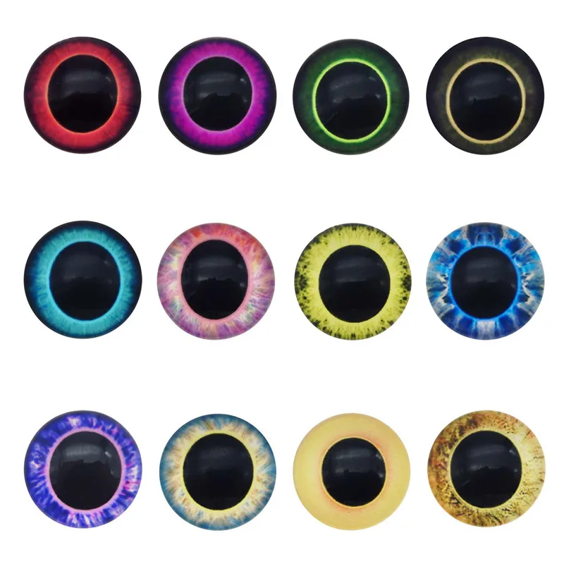 Julie Wang-Cabochão de Vidro Animal, 6-30mm, Cabochão, Flatback, Cúpula, Dragão, Evil Eyes Padrão, Brinquedo, Artesanato, Acessório DIY
