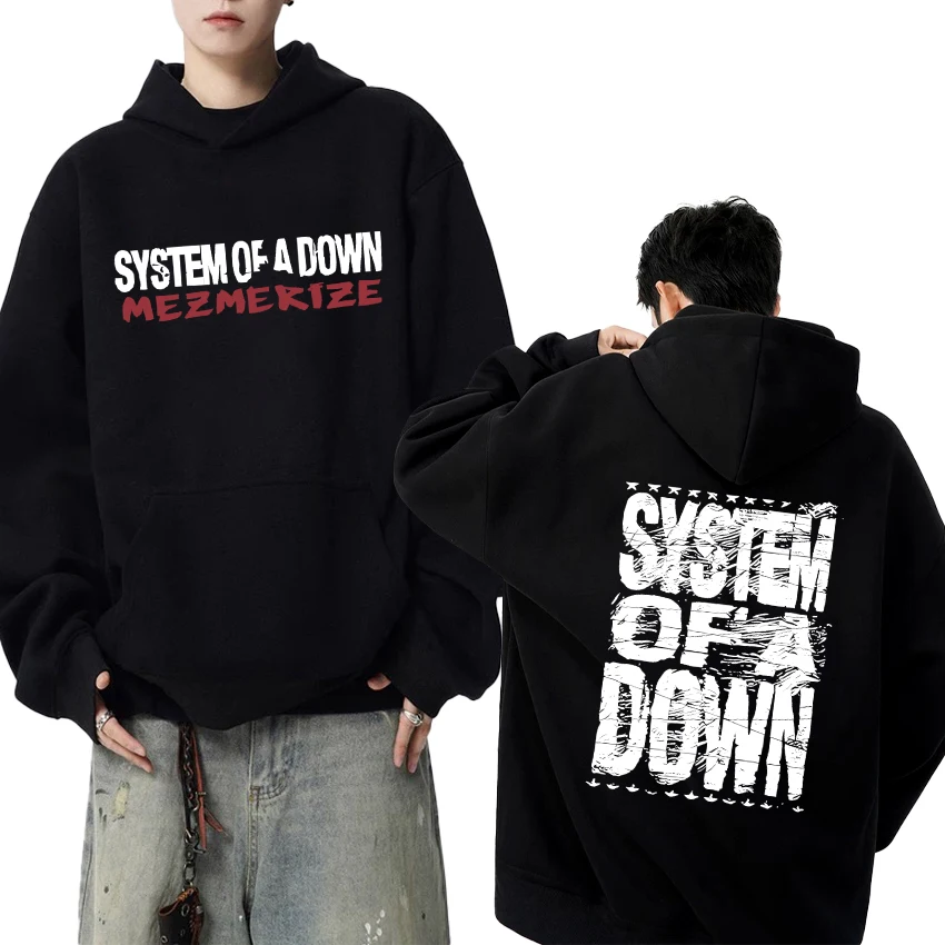 

Rock band System of A Down Mezmerize 2025 Album Vintage metal streetwear Unisex hip hop Casual Hoodie Men women Fleece pullover