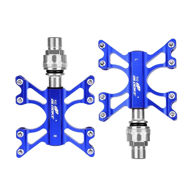 

BLOOKE K62 EZY QR Pedals 3 Bearing CrMo Axle Aluminum MTB/Road/Folding Bike 327.7g Gold/Blue Pedal