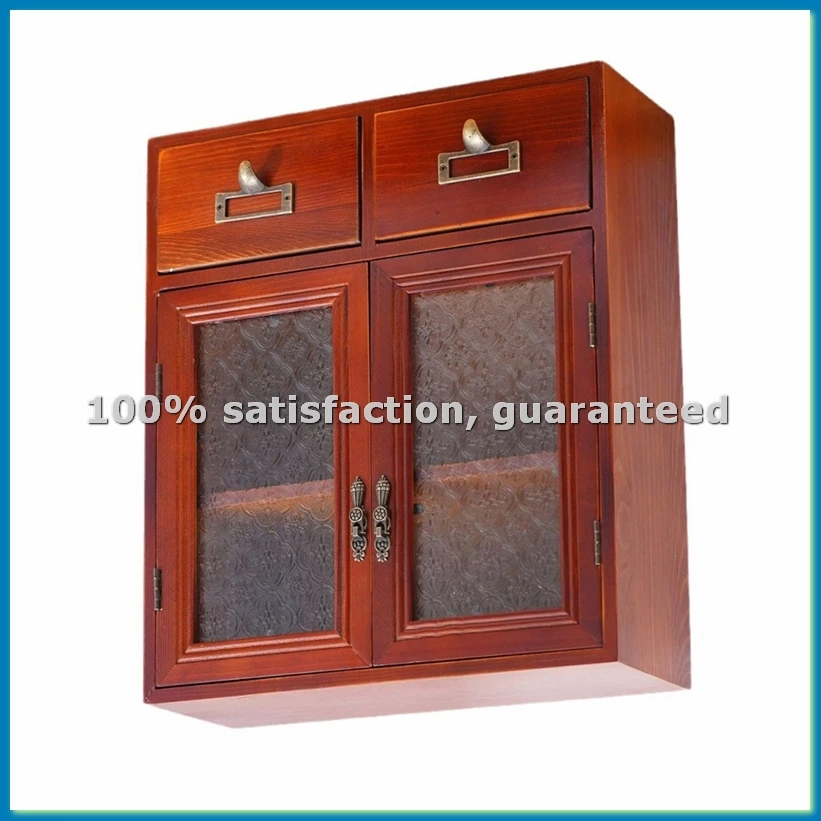 Wind Retro Old Wooden Desktop Storage Cabinet Drawer Type Cosmetic Storage Box Perfume Storage Cabinet-A57M