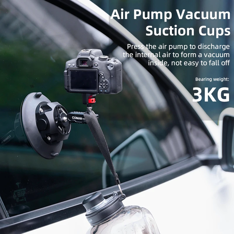 COMAN Car Suction Cup Mount Holder Kit For Phone Action Camera GoPro Hero Insta360 DJI Mount Holder 360° Adjustable 1/4\