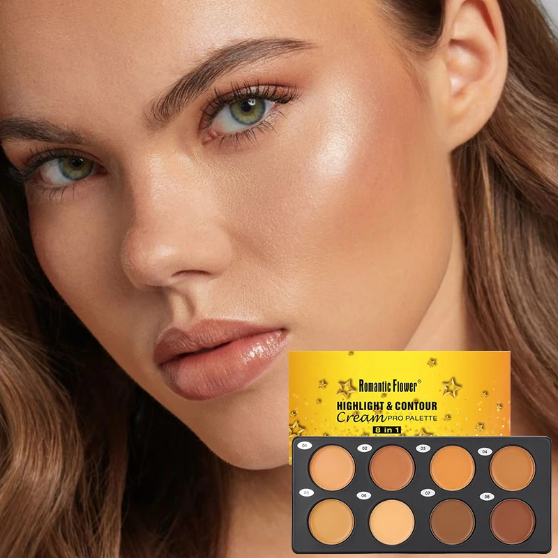 Paleta de crema correctora de 8 colores, maquillaje de contorno mate, paleta todo en uno que cubre profesionalmente las ojeras alrededor de los ojos