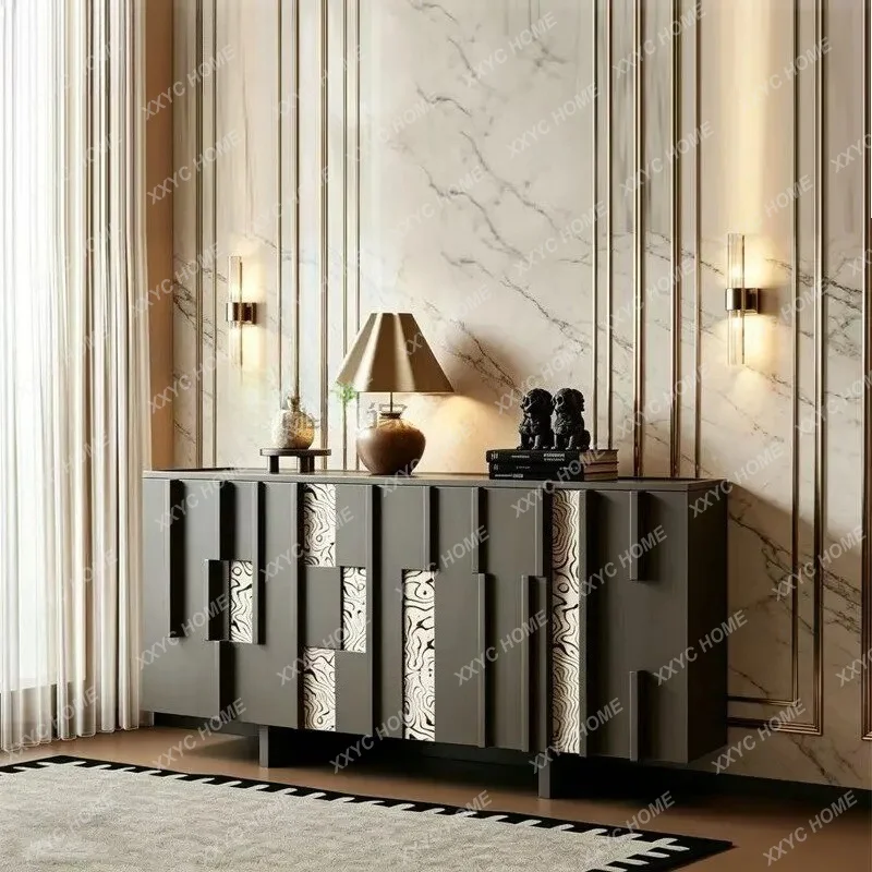 Retro open lacquered solid wood  engraved porch cabinet Classic side cabinet Locker Villa can be customized