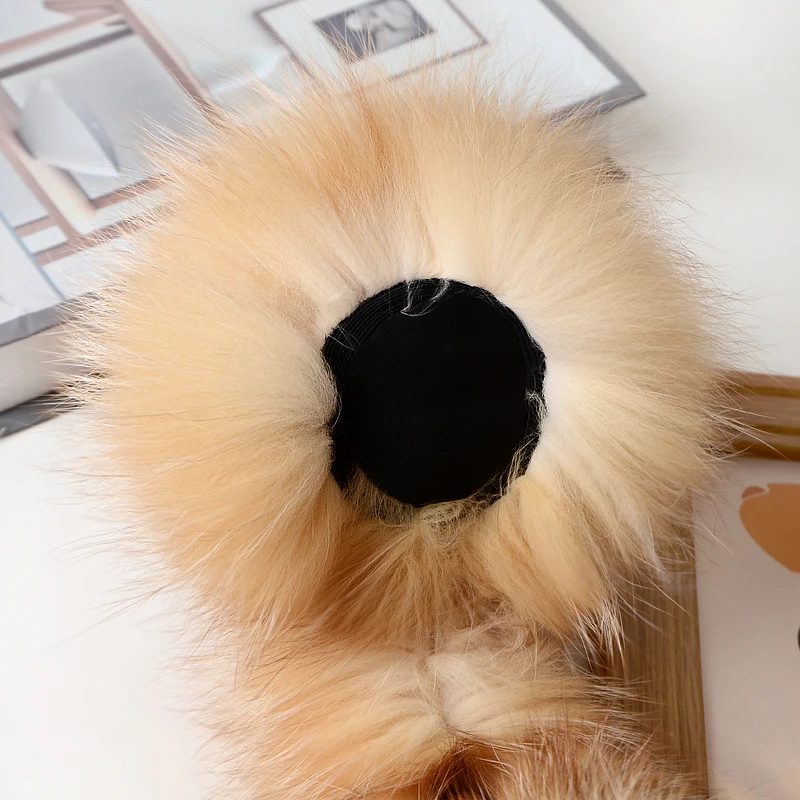 MPPM Winter Natural Real Fox Fur Earmuffs Plush Warm Decorate Women Cute Solid Ear Warmer Headphones Neck Warm Bib Scarf